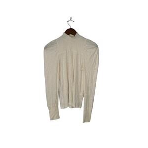 Nation LTD Size M Tabitha Smocked Turtleneck Top with Cuffed Sleeves in Cream